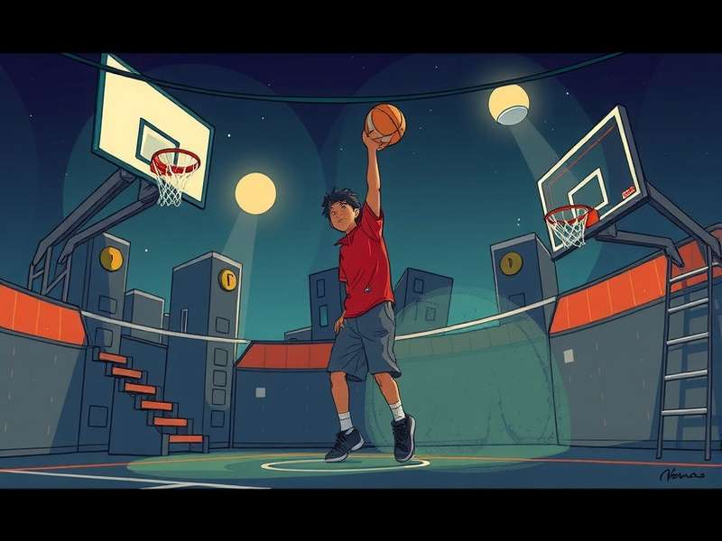 Slum Hoop Hero 3v3 Gameplay - Three players coordinating a play while avoiding a stray dog on the court